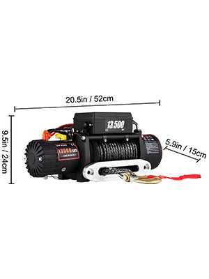 VEVOR 12V 13500 LBS Electric Winch 27M/92FT Synthetic Tow Rope Lifting Treuils Hoist for 4X4 Car Trailer ATV Truck Off Road Boat