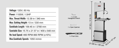 10/14Inch Band Saw 2-Speed Continuously Viable Benchtop Bandsaw
