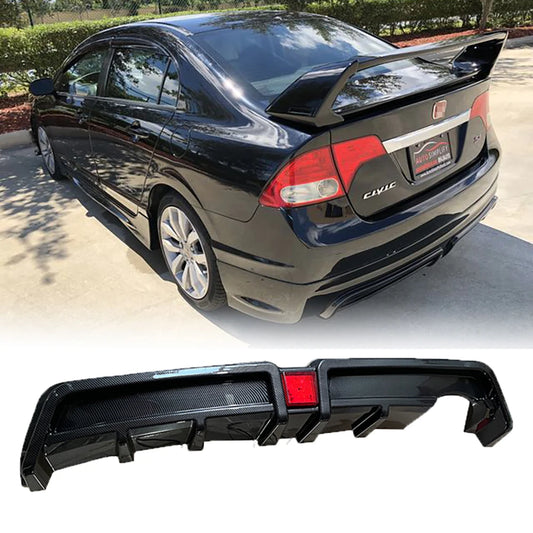 Rear Bumper Diffuser w/LED For 06-11 Honda Civic