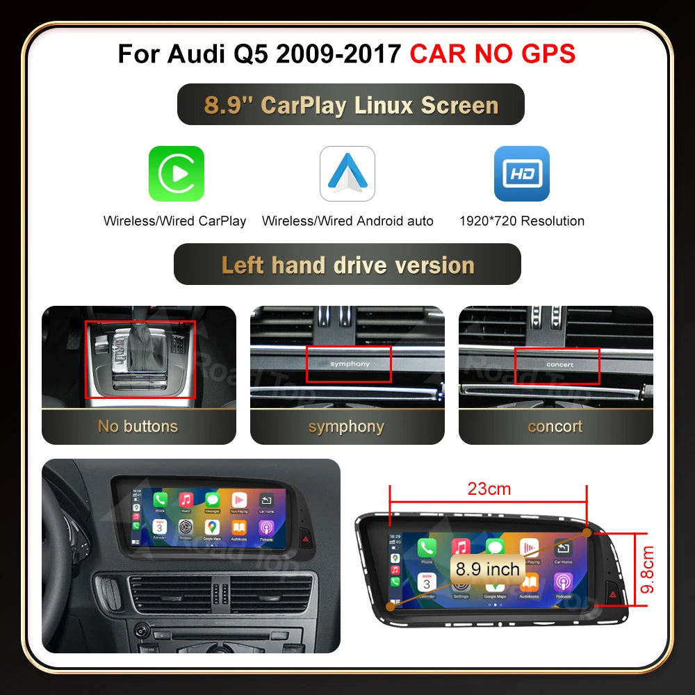 12.3' Wireless CarPlay For Audi A4 2009-20012