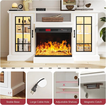 Elegant Glass Fireplace Stand 59”