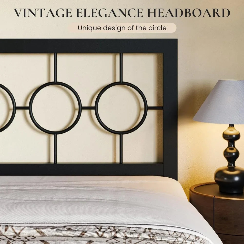 Vintage Circular Design Bed Frame with Headboard and Footboard