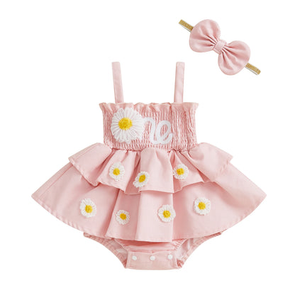 1Pc Stitched Flower Dress 12-18M