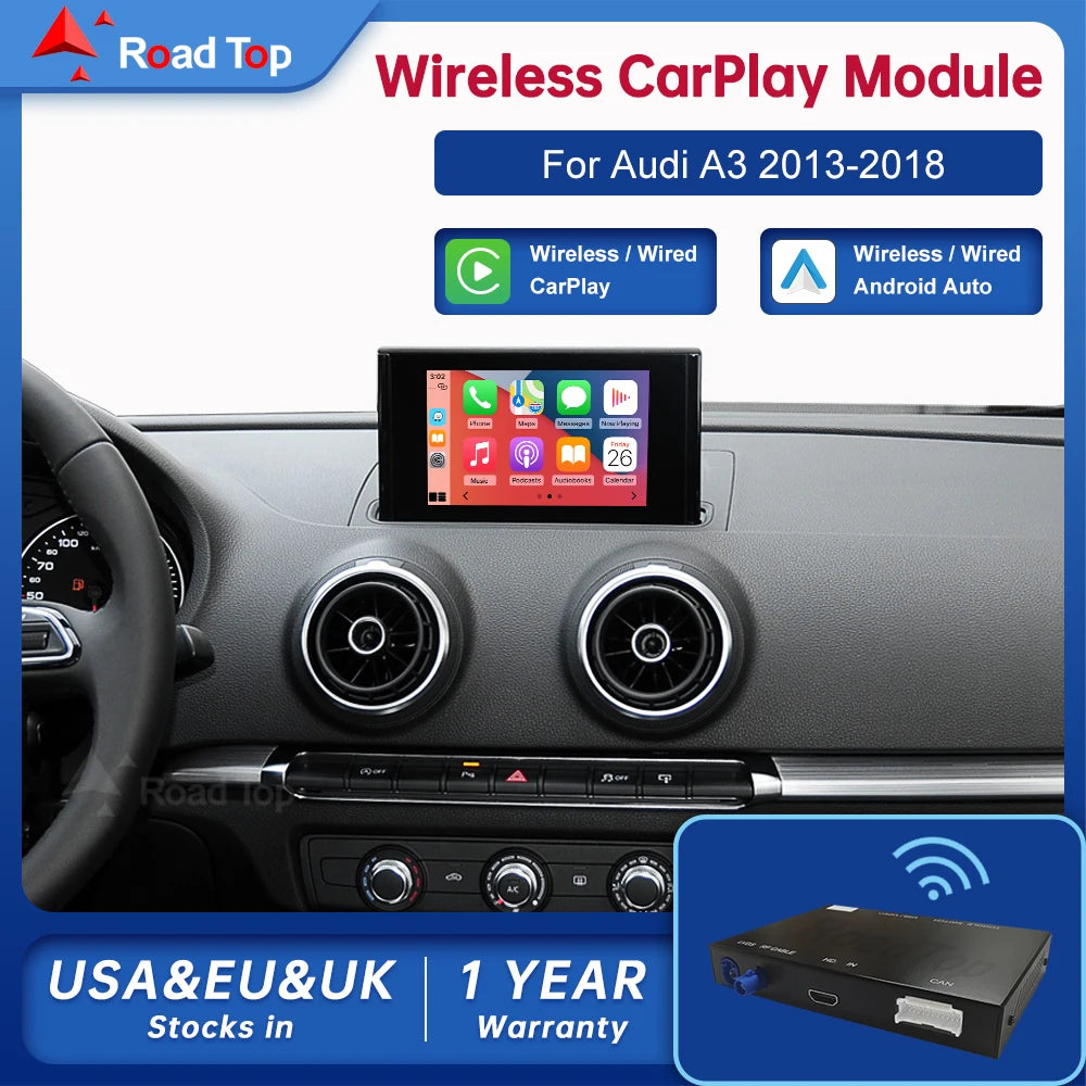 Carplay Wireless Android Auto interface For Audi A3 S3 2013-2018