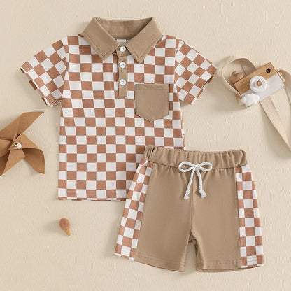 2Pc Checkered Button Up Outfit 12m-4T