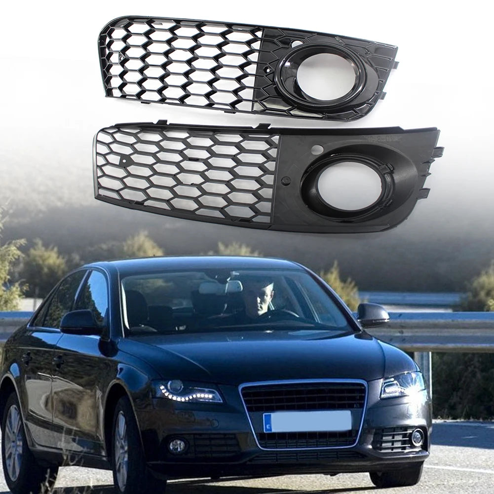 2pcLeft Right Front Bumpe Grill Mesh for Audi A4 B8 08-12