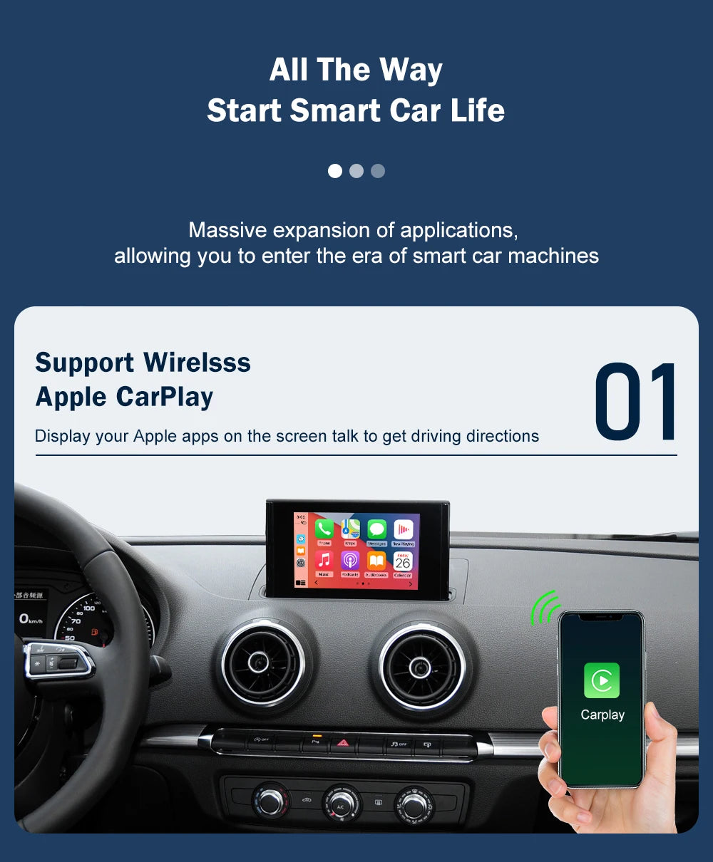 8” Wireless CarPlay Android Auto Interface for Audi A3 2013-2018