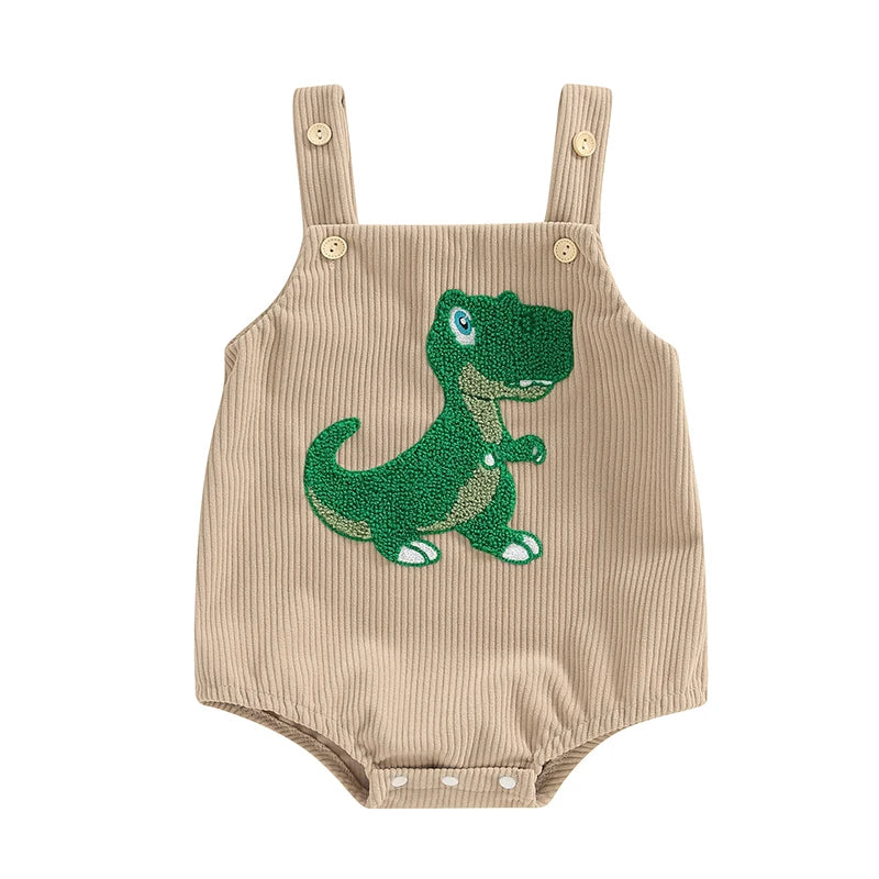 1Pc Dinosaur/Shark Embroidery Onsie Overalls
