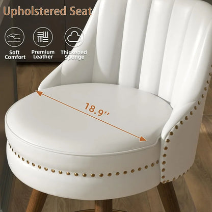 Set of 2 24" White Leather Bar Stool