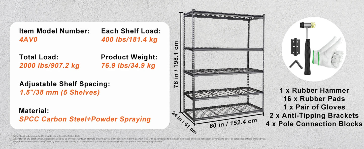 5-Tier Adjustable Storage Shelving Unit