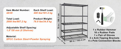 5-Tier Adjustable Storage Shelving Unit