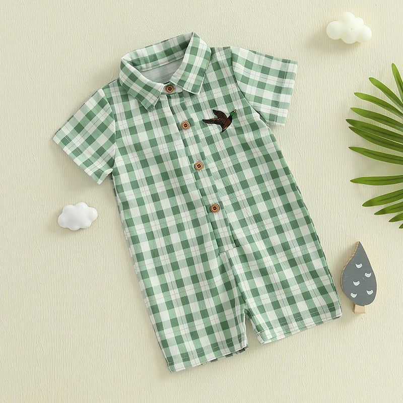 1Pc Plaid jumpsuit 3-18M