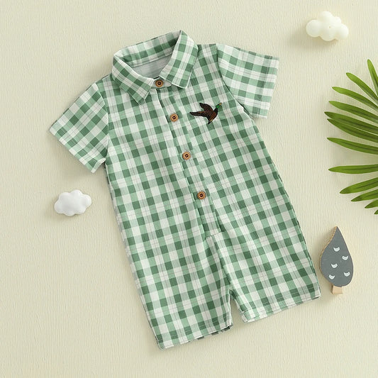 1Pc Plaid jumpsuit 3-18M