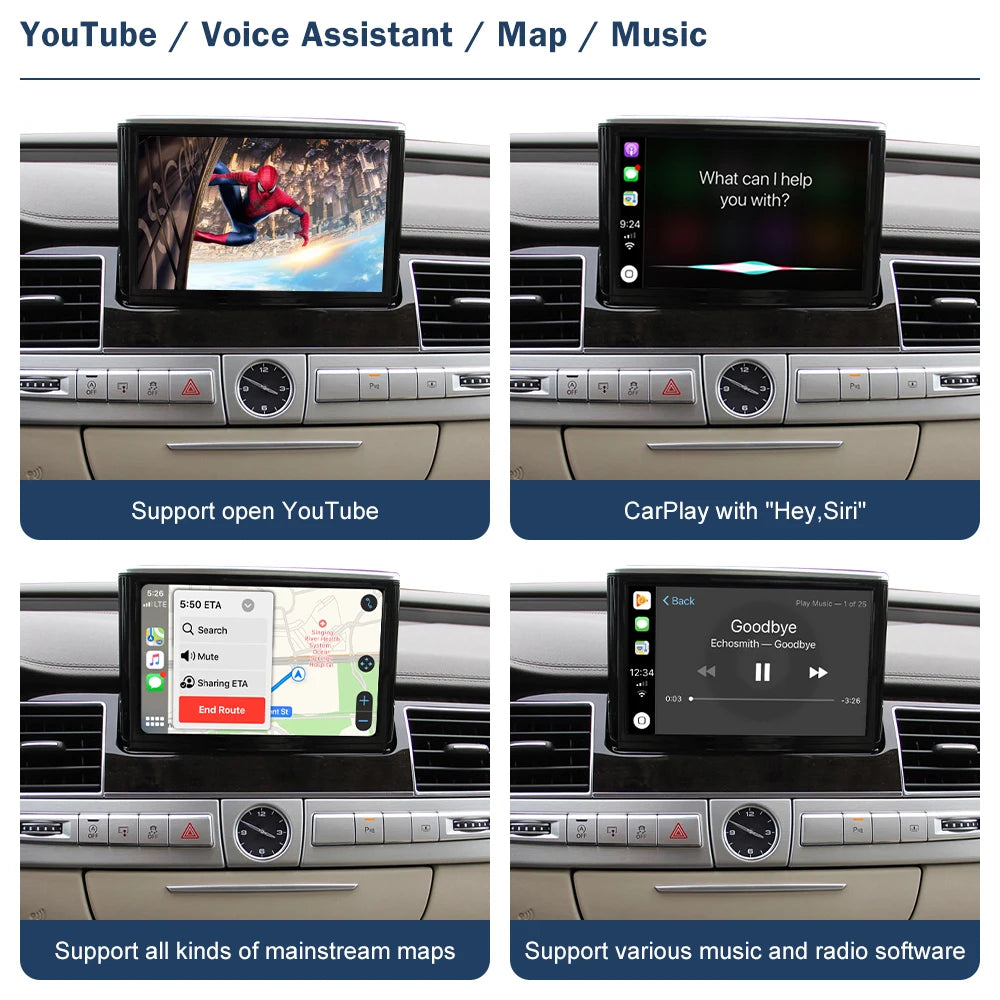 Wireless CarPlay Android Auto Interface for Audi A8 2012-2018,