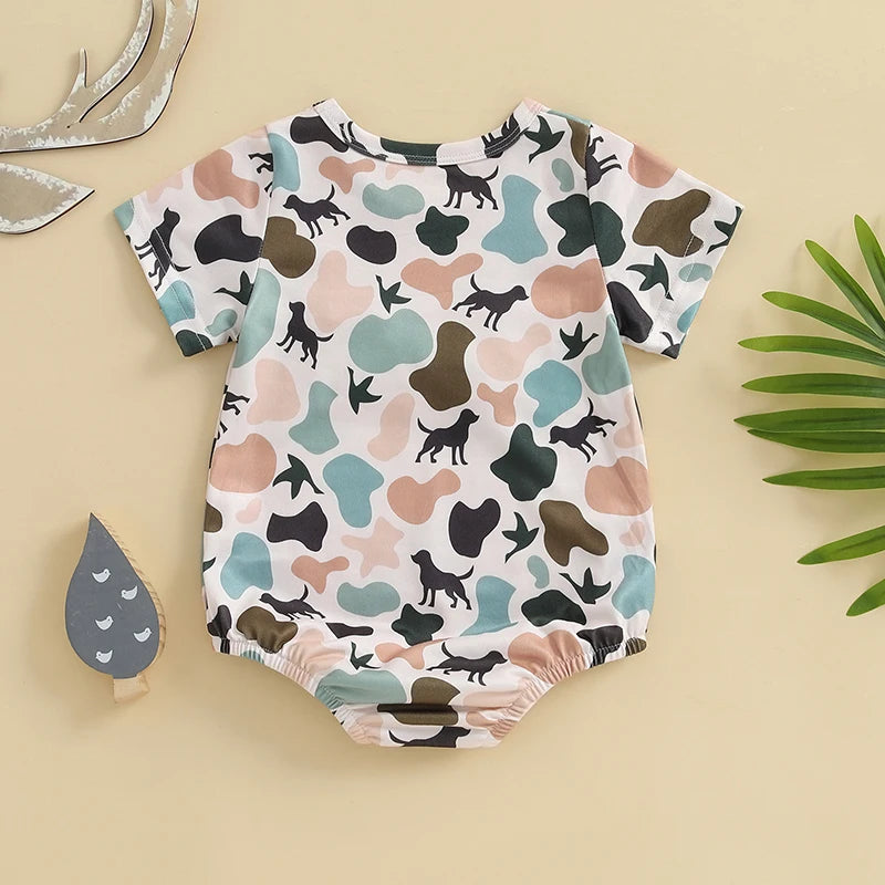 1 Pc Camo Animal Embroidery Onesie 0-18M