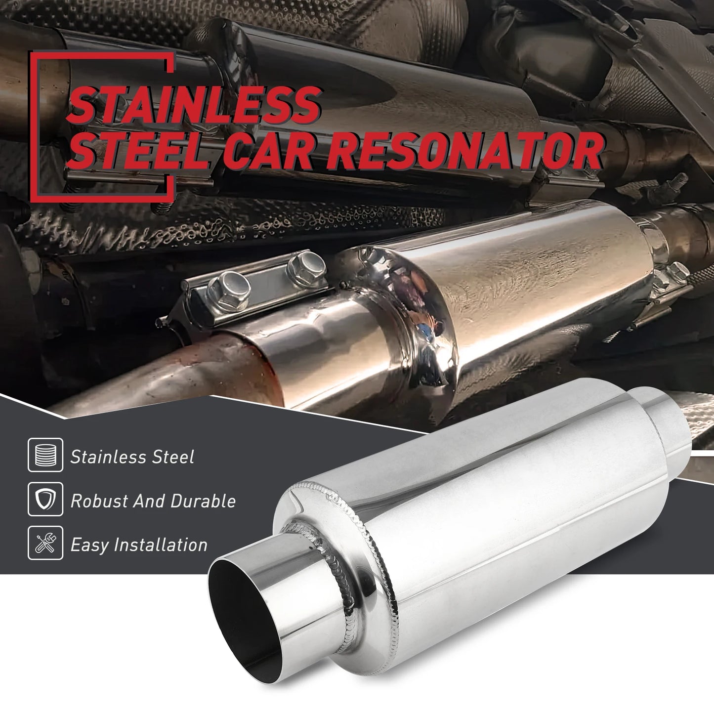 2.5"/3'' Stainless Steel Muffler Length 12" For Ford