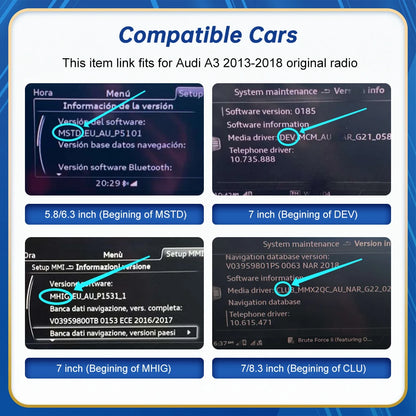 Carplay Wireless Android Auto interface For Audi A3 S3 2013-2018