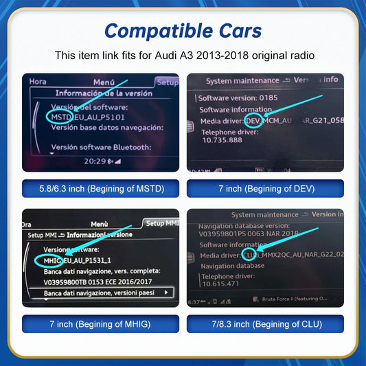 Carplay Wireless Android Auto interface For Audi A3 S3 2013-2018