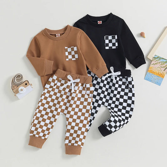 2Pc Checkerboard Sweater Outfit 0-3T