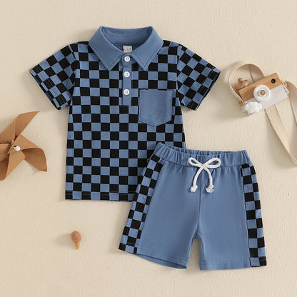 2Pc Checkered Button Up Outfit 12m-4T