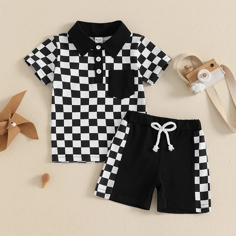 2Pc Checkered Button Up Outfit 12m-4T