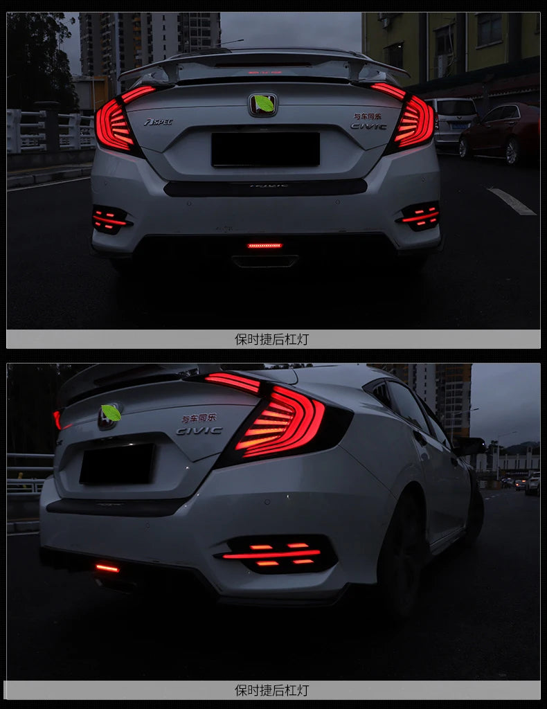 Carbon Fiber Rear Bumper Fog Lights For Honda Civic 10th Gen 2016-2020