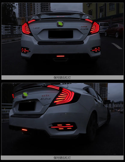 Carbon Fiber Rear Bumper Fog Lights For Honda Civic 10th Gen 2016-2020