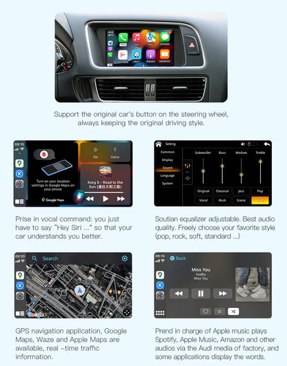 Wireless CarPlay Android Auto Interface Adapter for Audi A4 B8 A5 Q5 2009-2015