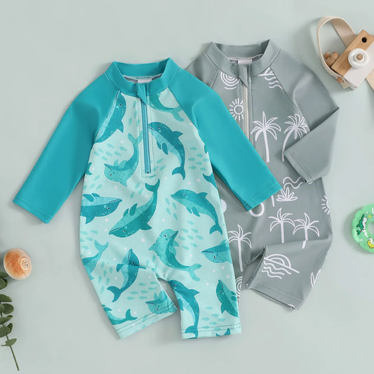 1Pc Animal/Floral/Tree Print Swimsuit 0M-4T