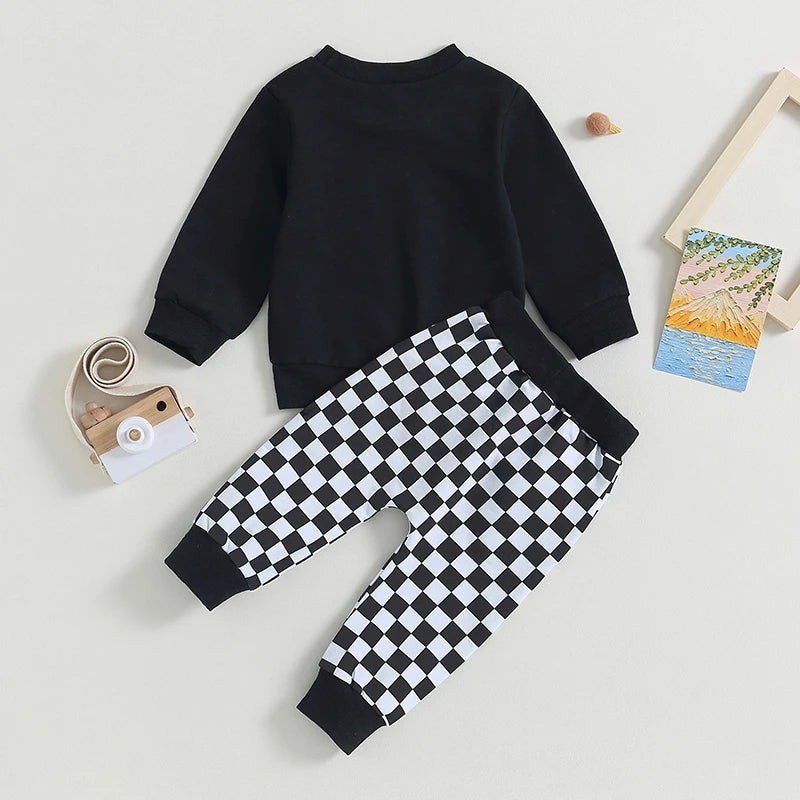 2Pc Checkerboard Sweater Outfit 0-3T