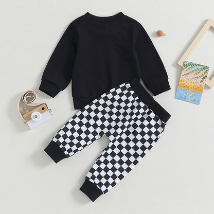 2Pc Checkerboard Sweater Outfit 0-3T