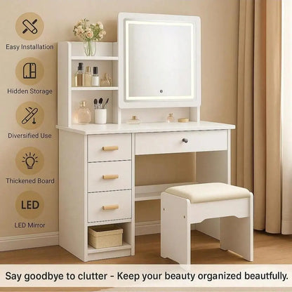 Vanity Set with LED Mirror