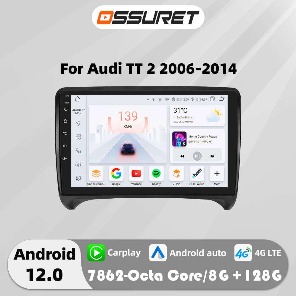 CarPlay Android Auto radio For Audi TT MK2 8J 2006-2014