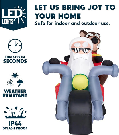 JOYFY 7 FT Inflatables Santa Riding Motorcycle