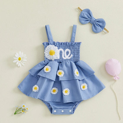 1Pc Stitched Flower Dress 12-18M