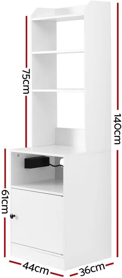 Bedside Nightstand Bookshelf W/ Charging Station