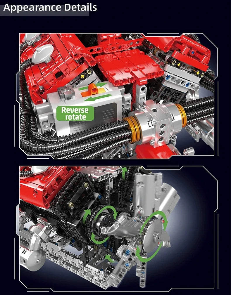 Mould King 10169 V12 Engine Building Blocks Assembly