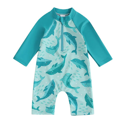 1Pc Animal/Floral/Tree Print Swimsuit 0M-4T