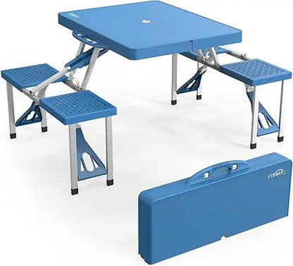 Foldable Picnic Table W/ Seats+Umbrella