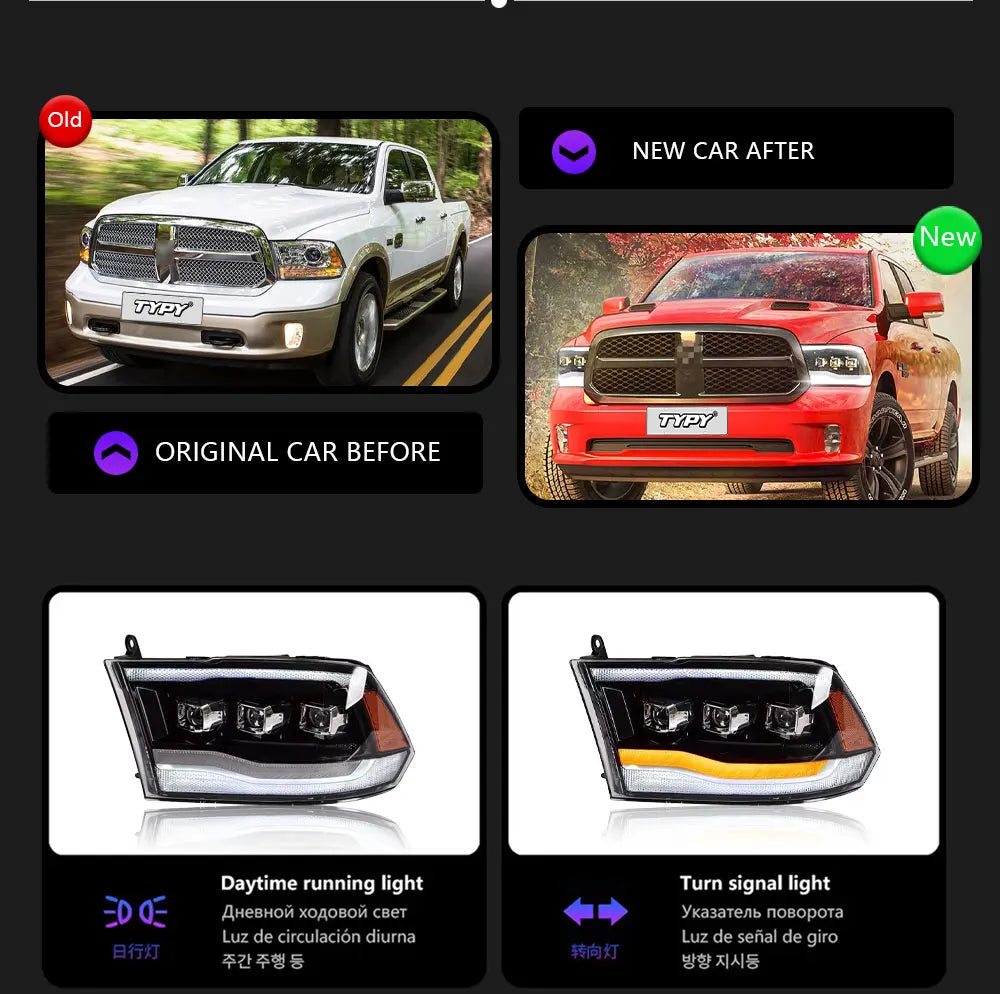 Car Lights For Dodge Ram 1500 Headlight 2009-2019