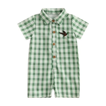 1Pc Plaid jumpsuit 3-18M
