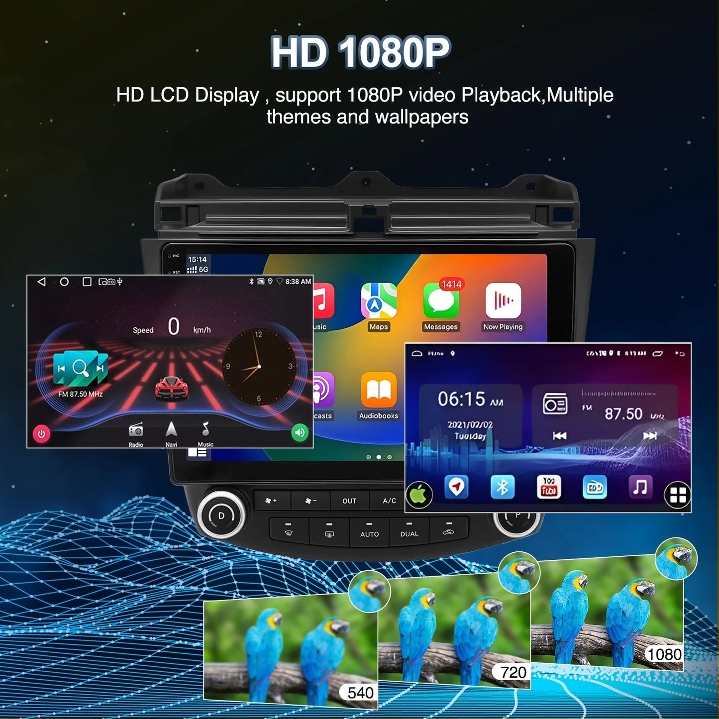 10.1in Wireless Car Carplay/Reversing Camera For Accord 2003-2007