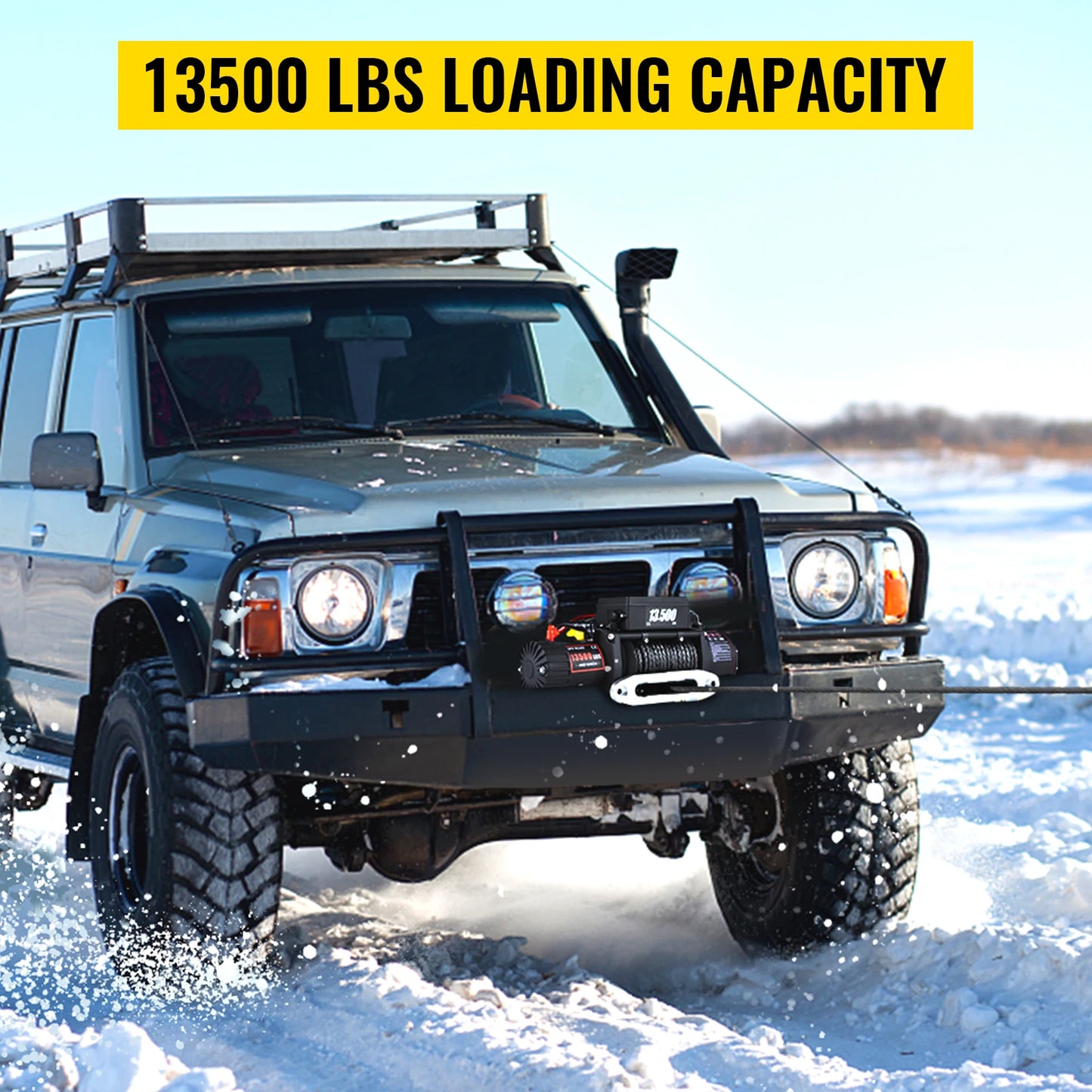VEVOR 12V 13500 LBS Electric Winch 27M/92FT Synthetic Tow Rope Lifting Treuils Hoist for 4X4 Car Trailer ATV Truck Off Road Boat