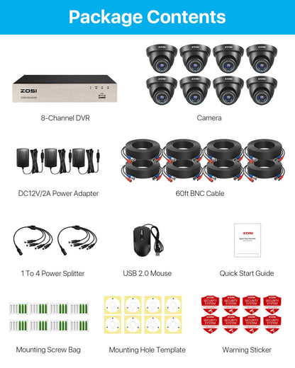 ZOSI 8PC 1080P Home Security Cameras System