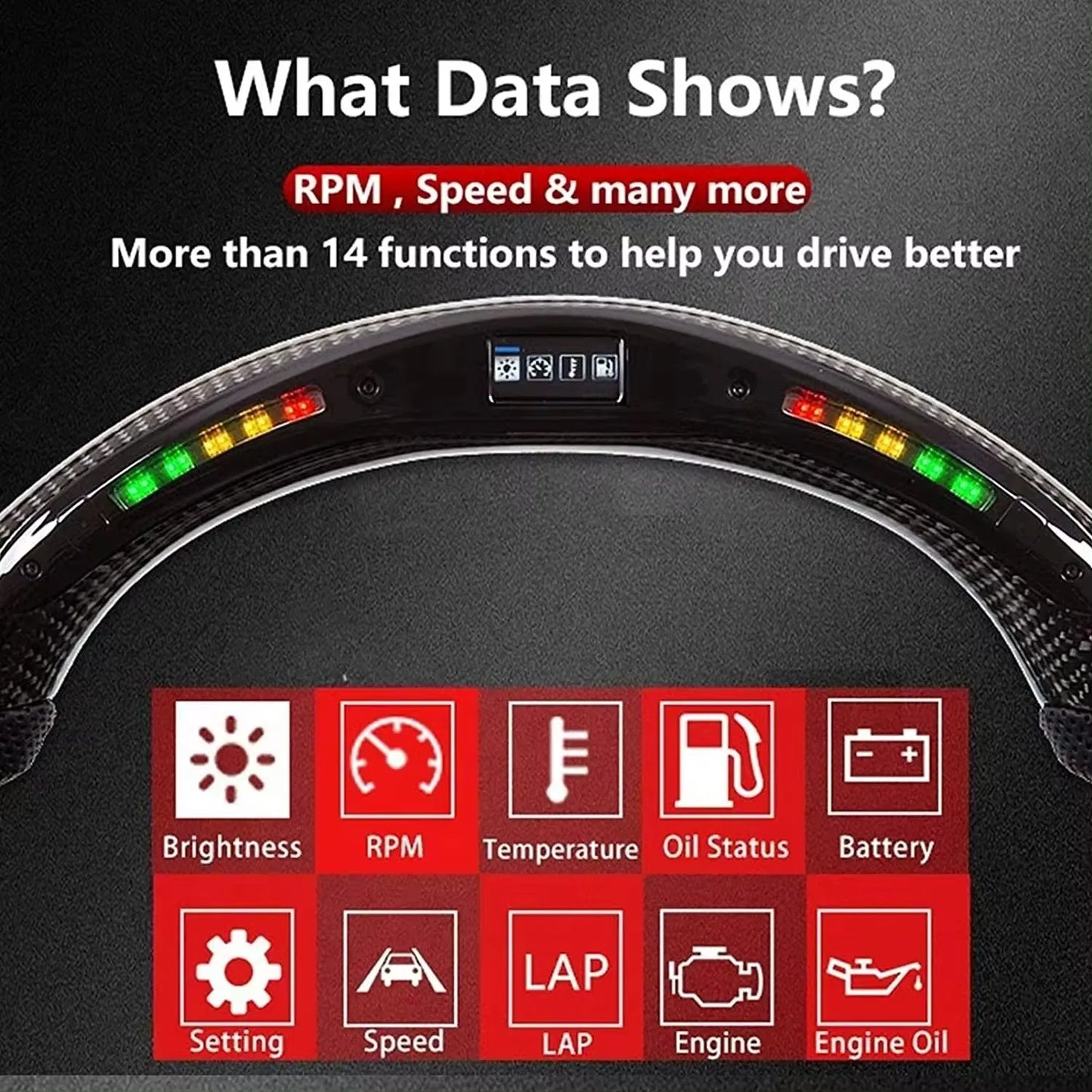 LED Carbon Fiber Steering Wheel For Dodge 2015-2020 Jeep 2014-2020