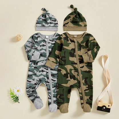 2Pc Winter/Forest Camo Onesie Set 0-6m