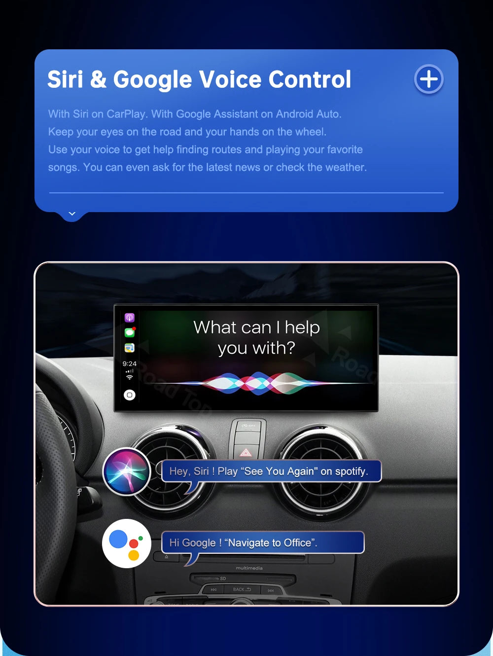 12.3inch Multimedia Player Carplay Display For Audi 2012-2018