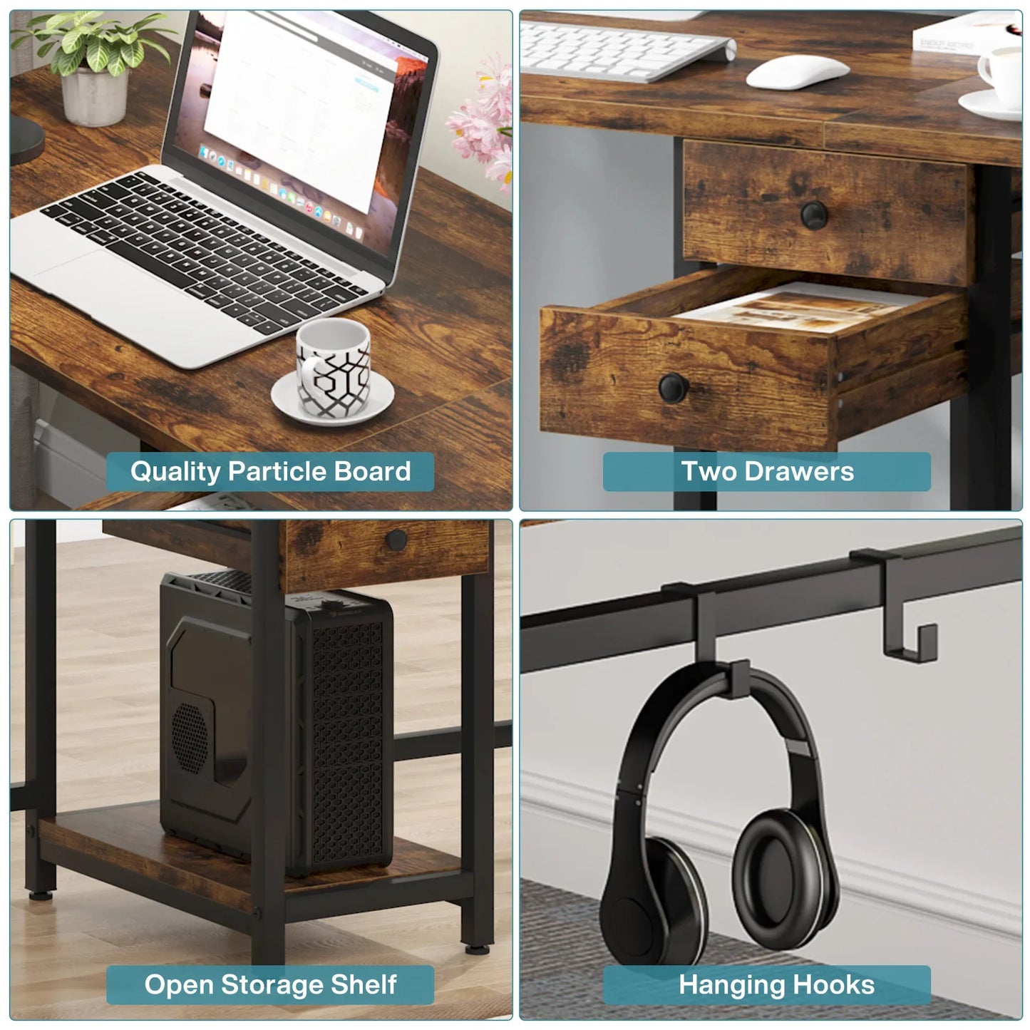 Two Person Desk with 2 Drawers