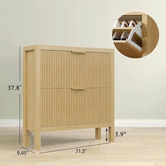 2-Tier Flip-Top Shoe Cabinet