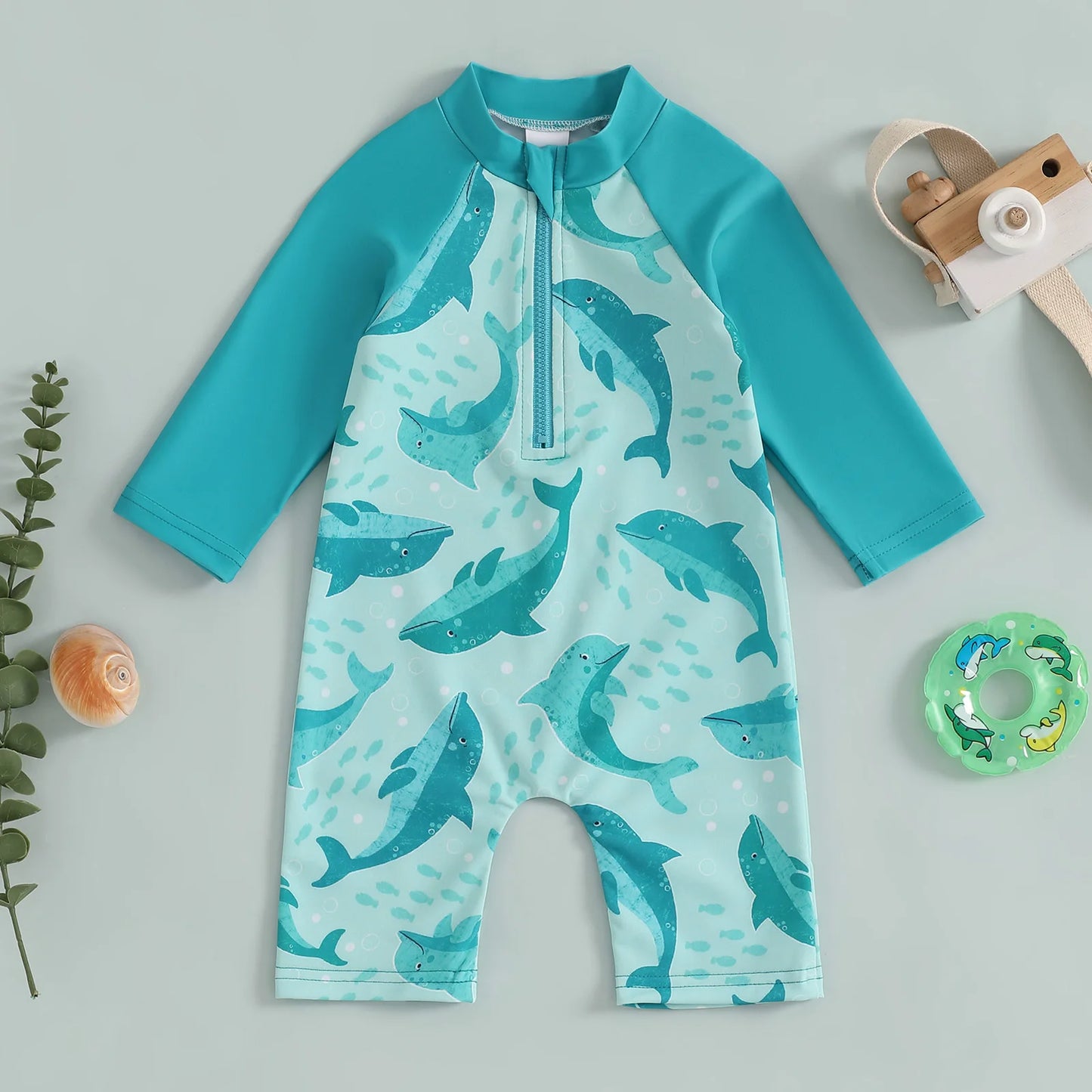 1Pc Animal/Floral/Tree Print Swimsuit 0M-4T